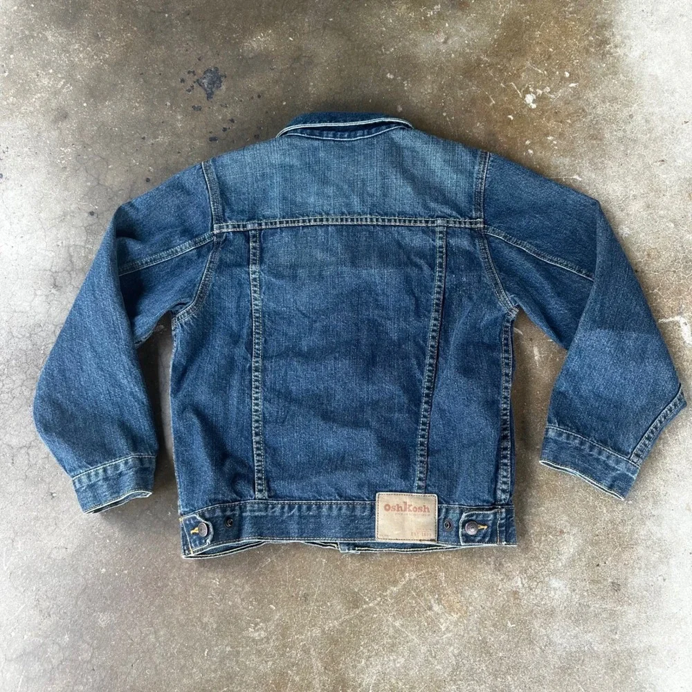 OshKosh Denim Trucker Jacket Kids Size 10 Blue Snap Button Cotton Classic Wash